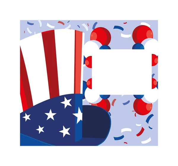 アメリカ国旗カラーの帽子、大統領の日カード — ストックベクタ