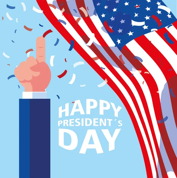 Étiquette happy president day, carte de vœux, célébration des États-Unis d'Amérique — Image vectorielle