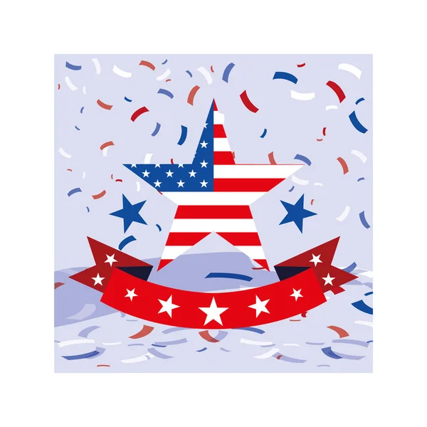Gwiazda z amerykańską flagą, karta dnia prezydenta — Wektor stockowy