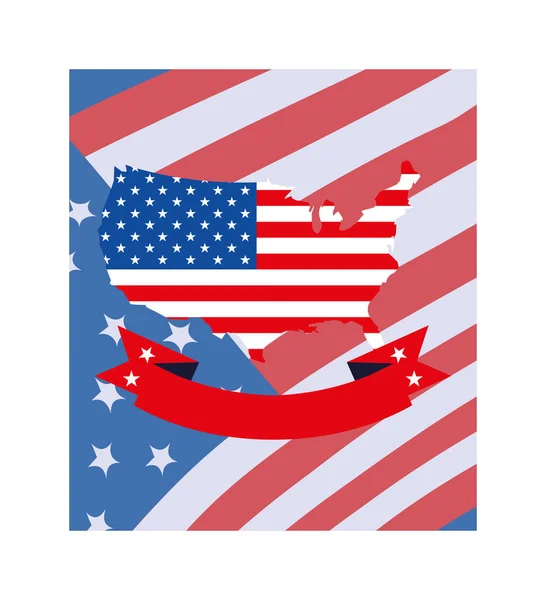 Карта США с флагом, карта дня президента — стоковый вектор
