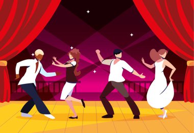 Dans pistinde bir grup insan, parti, dans kulübü, müzik ve gece hayatı.