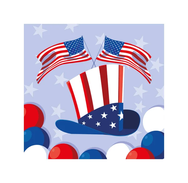 Kapelusz w amerykańskich kolorach flagi, karta dnia prezydenta — Wektor stockowy