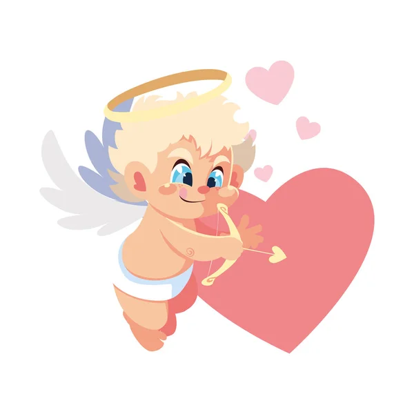 Cupid angel aiming an arrow, valentines day — 스톡 벡터