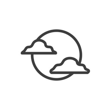 Beyaz arkaplanda bulutlu dolunay silueti