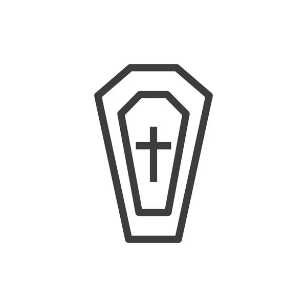 Silueta de ataúd con cruz cristiana sobre fondo blanco — Vector de stock