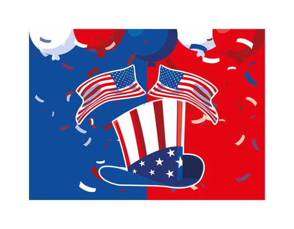 Klobouk v barvách americké vlajky, karta k prezidentskému dni — Stockový vektor