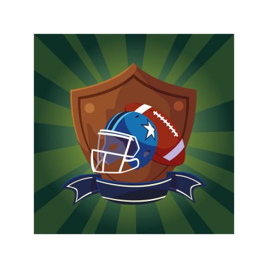 Kask ve top Amerikan futbolu kalkanda