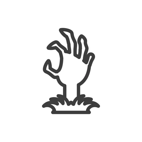 Silhouette de main zombie en fond blanc — Image vectorielle