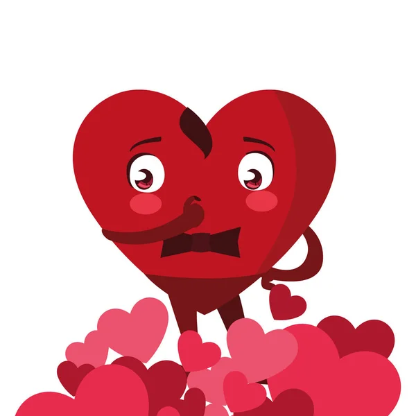 Srdce červené s rukama, karta Valentýna — Stockový vektor