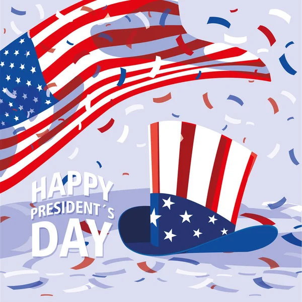 Etiqueta feliz día del presidente, tarjeta de felicitación, Estados Unidos de América celebración — Vector de stock