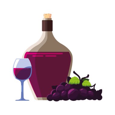 şişe ve kadeh şarap üzüm ile
