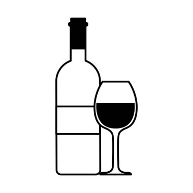 şişe ve kadeh şarap beyaz zemin üzerine