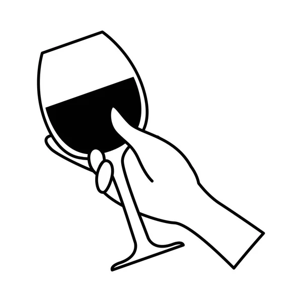 Hand holding a wine glass on white background — 스톡 벡터