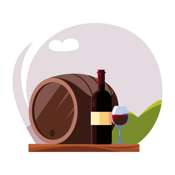 Botella de vino con vino, día nacional del vino — Vector de stock