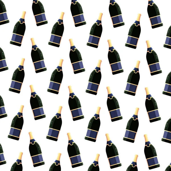 Pattern of wine bottles on white background — Stock vektor