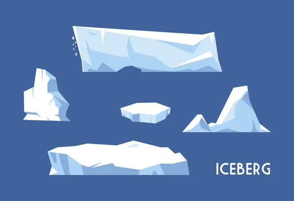 Set of iceberg on blue background — Stock Vector