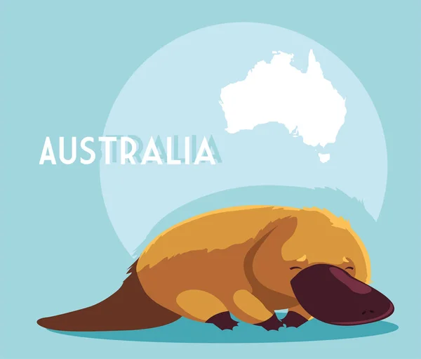 Platypus avec carte de l'Australie en arrière-plan — Image vectorielle