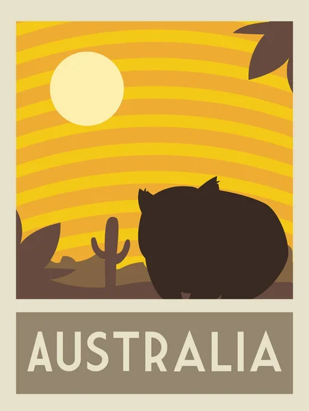 Poster mit einem Nagetier aus Australien, Briefmarke, Aufkleber, Banner — Stockvektor