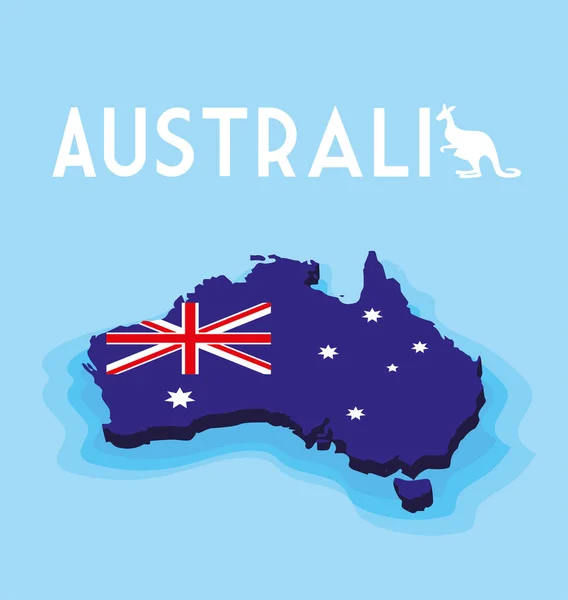 Australie carte avec drapeau, label austratia — Image vectorielle