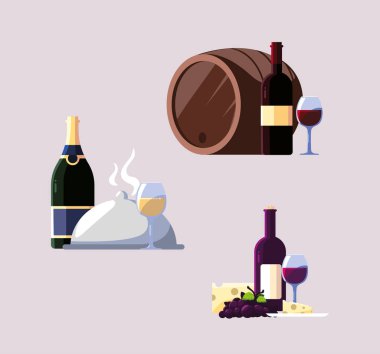 set of icons national wine day