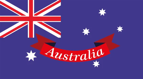 National australia flag with ribbon — Stock vektor