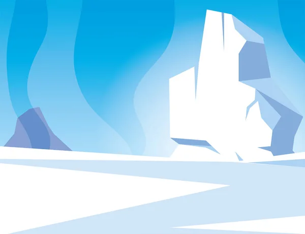 Арктический ландшафт с голубым небом и айсбергом, северный полюс — стоковый вектор