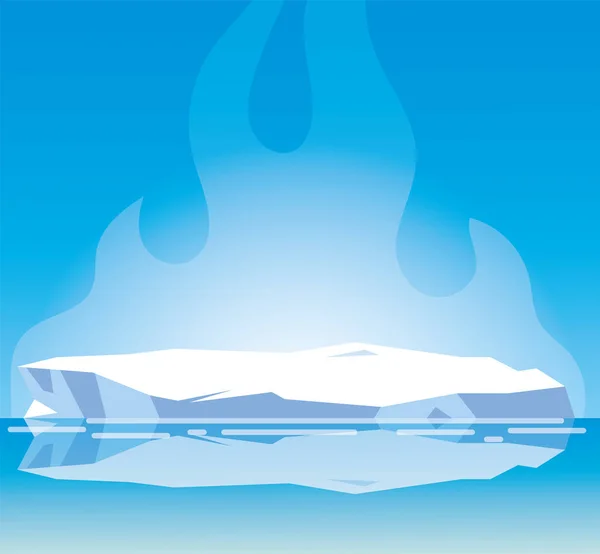 Paesaggio artico con cielo blu e iceberg, polo nord — Vettoriale Stock