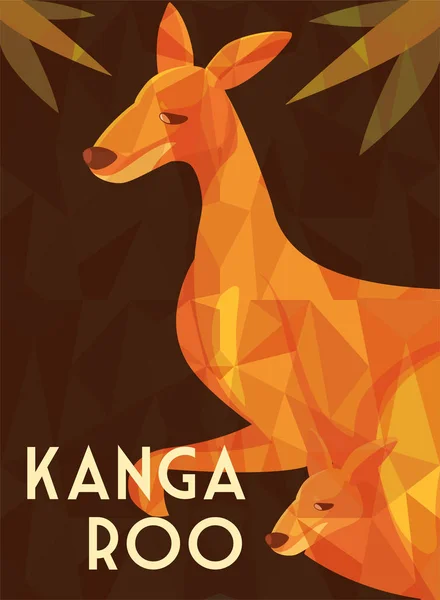 Greeting card with australian kangaroo — Stok Vektör