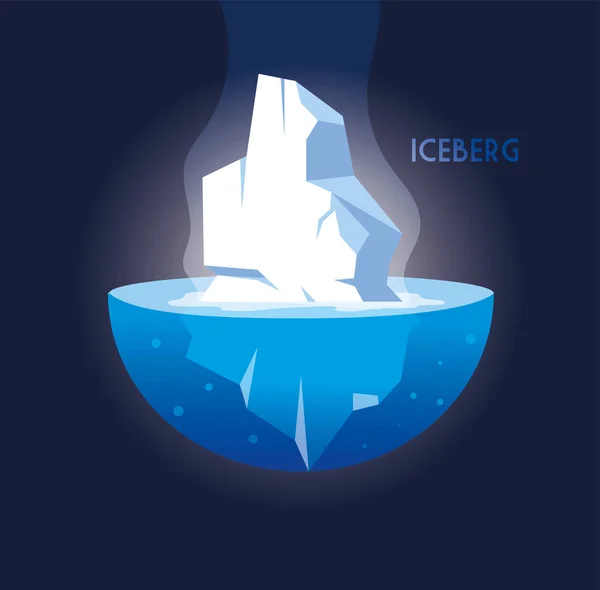 Pieno grande iceberg galleggiante nel mare — Vettoriale Stock