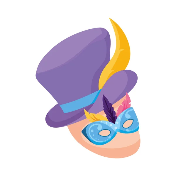 Geïsoleerde man met mardi gras hoed en masker vector ontwerp — Stockvector