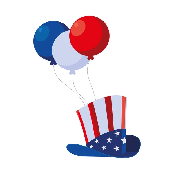 Isolated usa flag hat and balloons vector design — Stock Vector