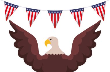 İzole edilmiş ABD bayrağı flaması ve kartal vektör tasarımı