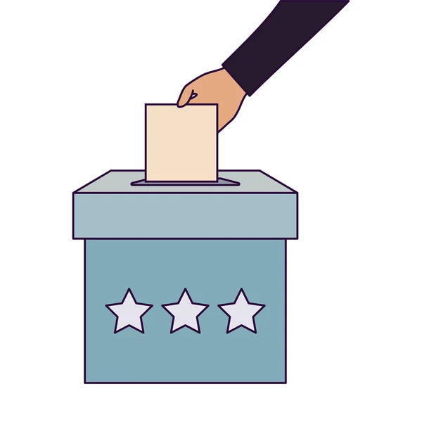 Caixa de votação isolada e desenho vetorial de papel de mão —  Vetores de Stock