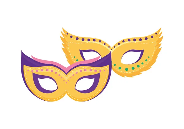 Masques isolés mardi gras design vectoriel — Image vectorielle