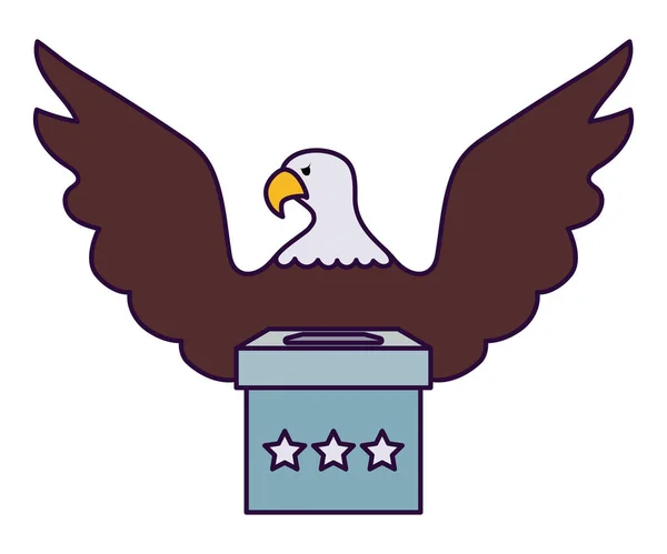 Aigle et boîte de vote des Etats-Unis heureux président conception vectorielle jour — Image vectorielle