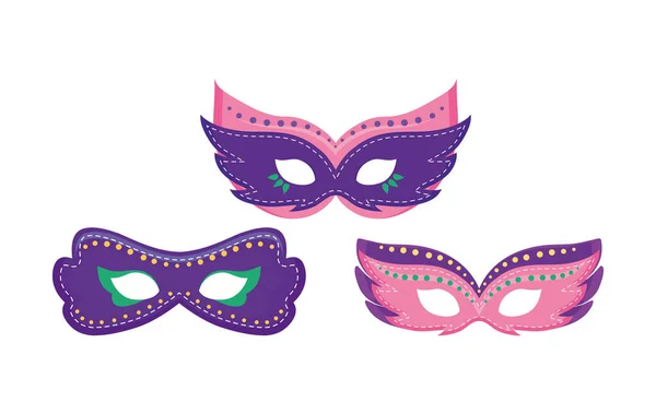 Mardi gras aislado máscaras diseño vectorial — Archivo Imágenes Vectoriales