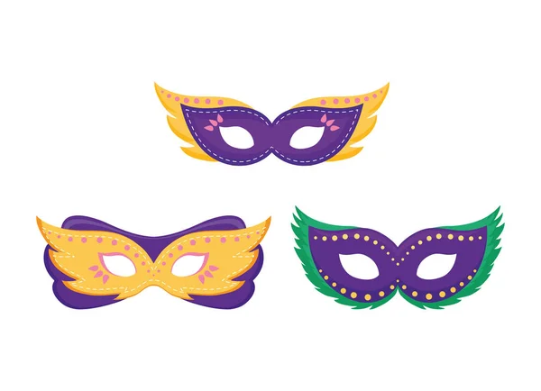 Mardi gras aislado máscaras diseño vectorial — Archivo Imágenes Vectoriales