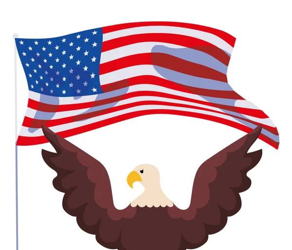 İzole edilmiş ABD bayrağı ve kartal vektör tasarımı
