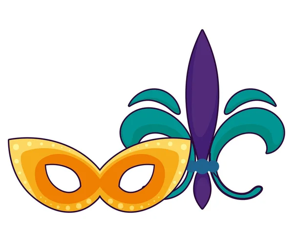 Máscara aislada de mardi gras y diseño de vectores fleur de lis — Archivo Imágenes Vectoriales