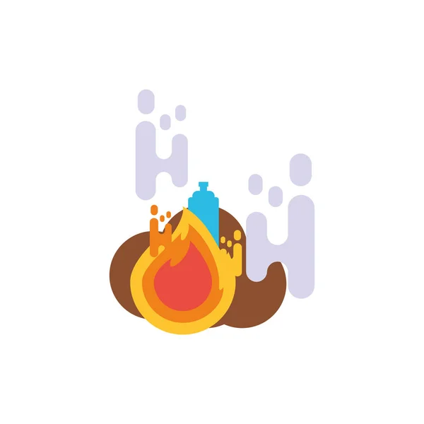 Isolated water bottle with flame vector design — Stock vektor