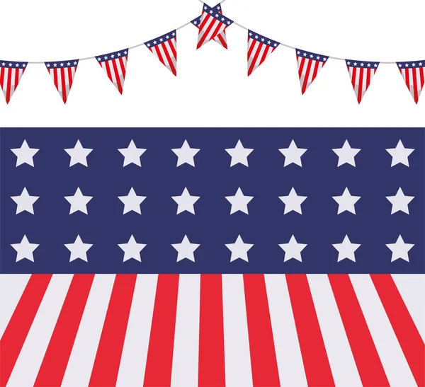 Isolated usa flag and banner pennant vector design — 스톡 벡터