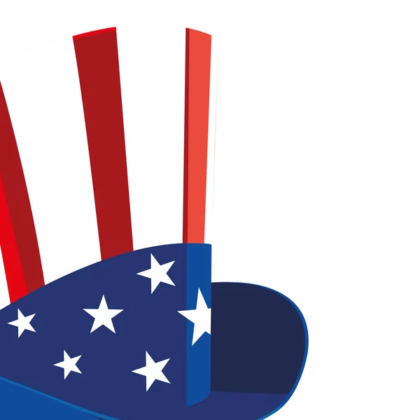 Chapéu em cores bandeira americana no fundo branco — Vetor de Stock