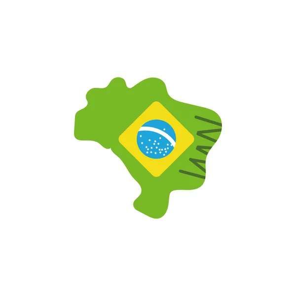 Isolated brazil flag map vector design — 스톡 벡터