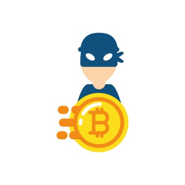İzole edilmiş bitcoin ve hacker vektör tasarımı