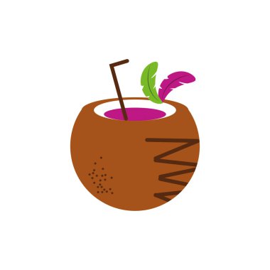 İzole edilmiş hindistan cevizi kokteyli vektör tasarımı