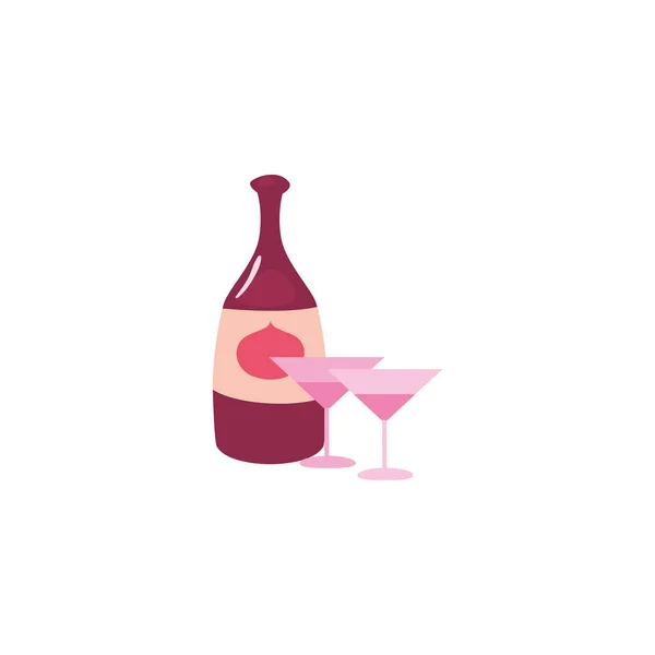 Ізольовані алкогольні коктейлі окуляри та пляшковий векторний дизайн — стоковий вектор