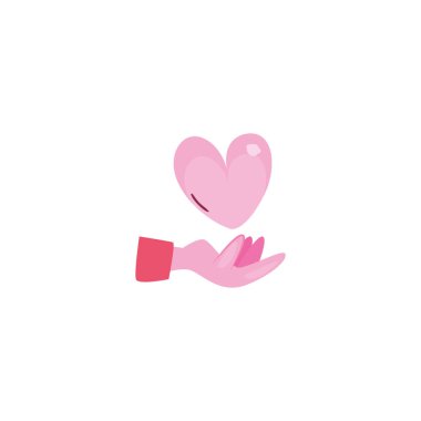 El-vektör dizaynı üzerinde izole kalp.