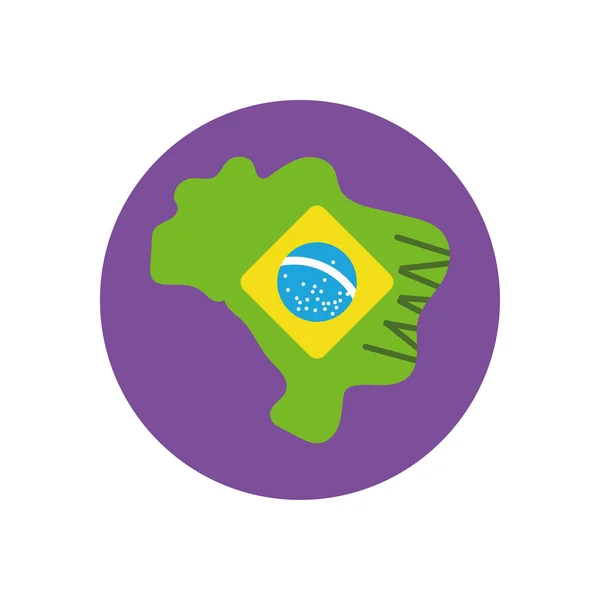 Isolated brazil flag map vector design — 스톡 벡터