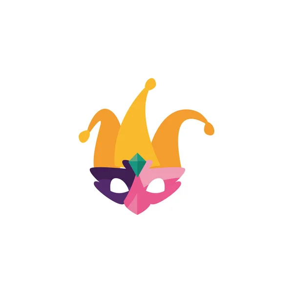 Isolated mardi gras mask with hat vector design — 스톡 벡터