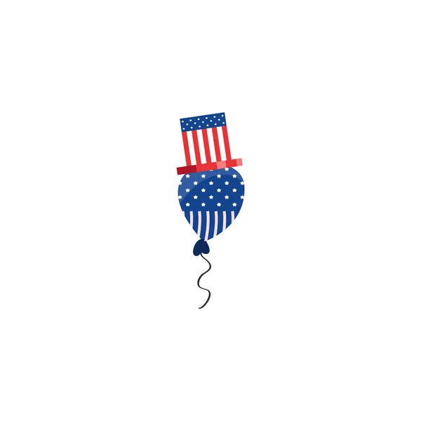 Chapéu de bandeira dos EUA isolado sobre design de vetor de balão —  Vetores de Stock